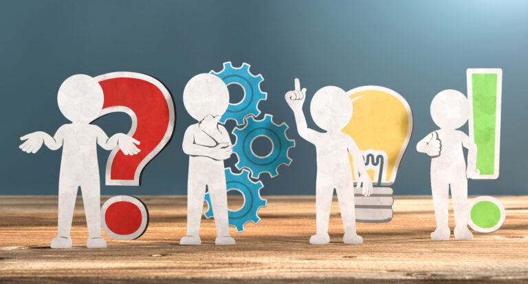 3D Illustration weiße Männchen aus Papier Idee und Verwirklichung